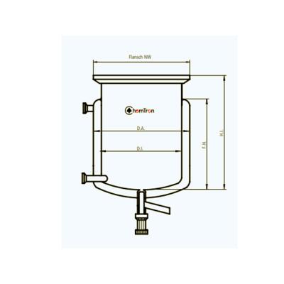 Cylindrical Flask with thermal jacket and bottom valve